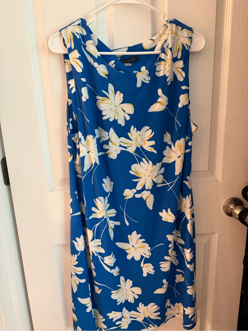 Tommy Hilfiger Blue Floral Midi Dress with White & Yellow Blooms